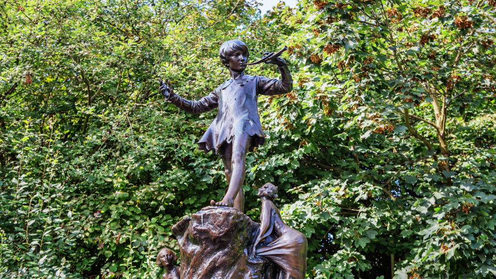 Peter Pan statue from Kensington garden. The ultimate emblem of arrested development. 